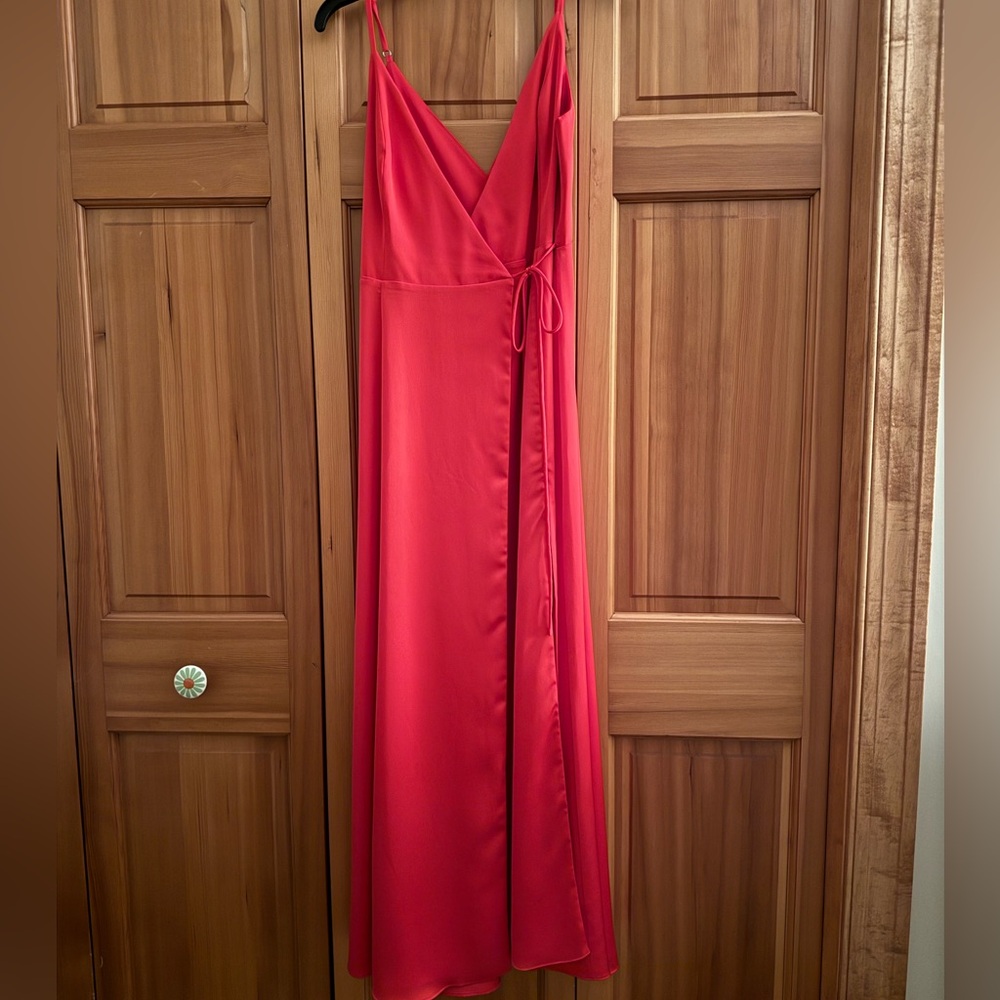 Fame & Partners x Free People Bond dress high slit wrap maxi in red